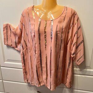 COLLECTION by OSP Peach Sequined Top & Matching Cami (Elegant & Beautiful!)